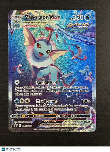 2021 Sword & Shield Vaporeon VMAX Holo Black Star Promo #SWSH182