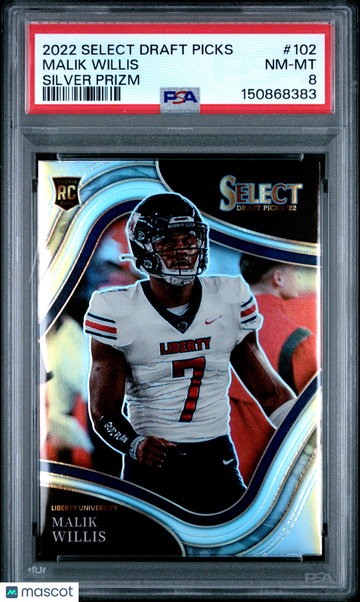 2022 Panini Select Draft Picks Malik Willis #102 Silver Prizm PSA 8