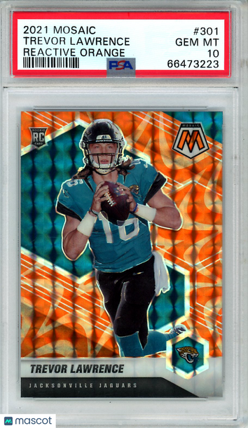 2021 Panini Mosaic Trevor Lawrence #301 Reactive Orange Rookie PSA 10