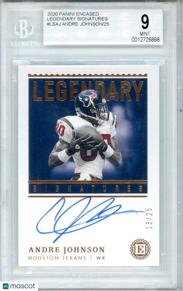 2020 Panini Encased Legendary Signatures Andre Johnson HOF 13/25 #LSAJ BGS 9 Houston Texans