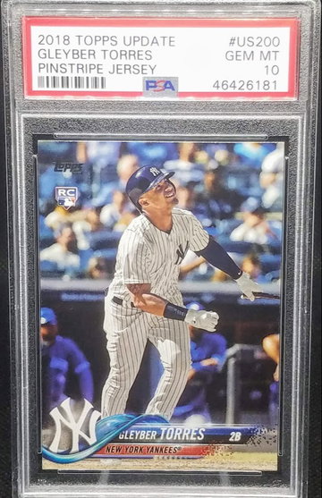 Gleyber Torres 2018 Topps Update Pinstripe Jersey RC Rookie # US200 Graded PSA Gem Mint 10