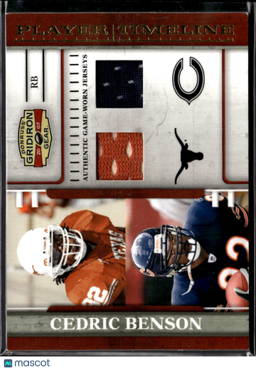 2007 Donruss Gridiron Gear Player Timeline Cedric Benson #PT-3 /100 Dual Patch Authentic Game-Worn Jerseys