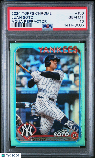 2024 Topps Chrome Juan Soto #150 Aqua Refractor /199 PSA 10