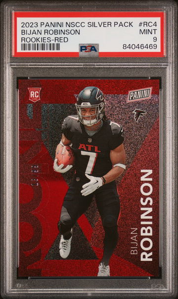 2023 PANINI NSCC SILVER PACKS BIJAN ROBINSON ROOKIES RC #/99 RED #RC4 PSA 9