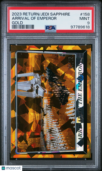 2023 Topps Chrome Sapphire Star Wars Return Of The Jedi Arrival Of Emperor #158 Gold PSA 9