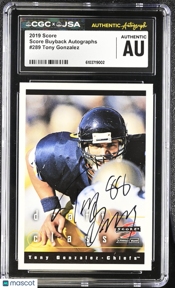 2019 Score Tony Gonzalez #289 Score Buyback Autographs /10 HOF Short Print Parallel/Variety Rookie CGC Authentic JSA Aut