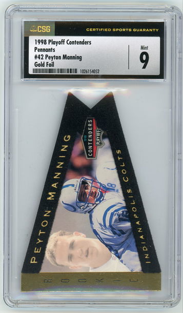 PEYTON MANNING 1998 Playoff Contenders Pennants Gold Rc #35/98 CSG 9