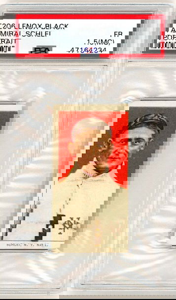 1909 T206 Admiral Schlei Portrait Black Lenox Back PSA 1.5 (MC) P1250