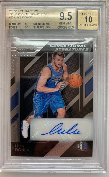 LUKA DONCIC 2018 SENSATIONAL SIGS ROOKIE PRIZM BGS 9.5 GEM MT AUTO 10