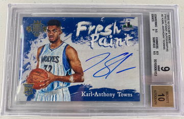 2015 Court Kings Fresh Paint KAT Karl Anthony Towns Rookie Auto RC On Card BGS 9 Mint Auto 10