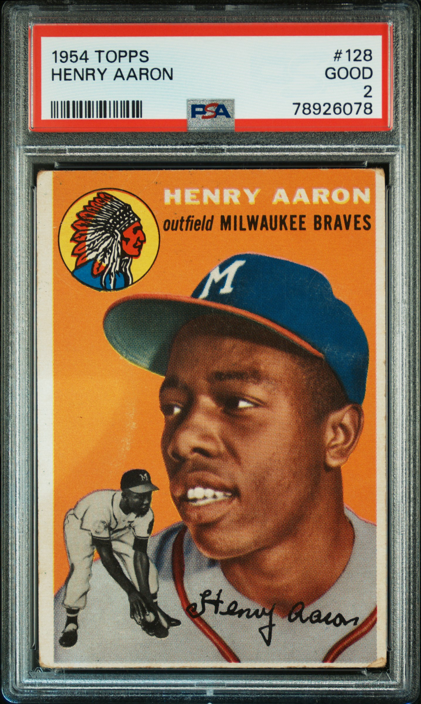 1954 Topps  #128 Henry Aaron  PSA 2 RC