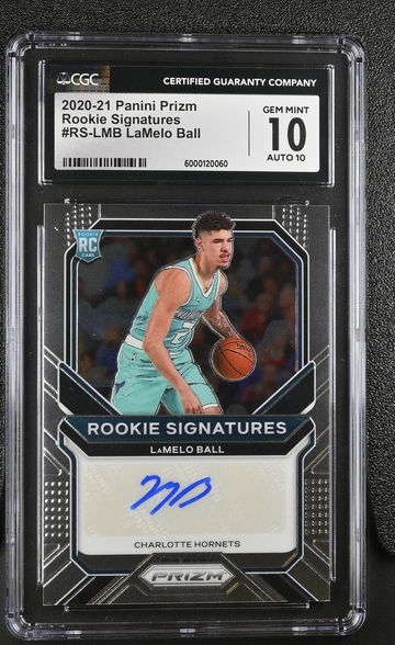 2020 Panini Prizm Rookie Signatures LaMelo Ball #RS-LMB RC Auto CGC 10 Auto 10