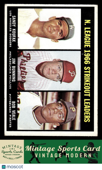 1967 Topps National LSandy Koufax / Jim Bunning / Bob Veale #238