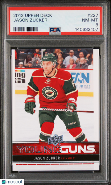 2012-13 Upper Deck Jason Zucker #227 Young Guns Rookie PSA 8