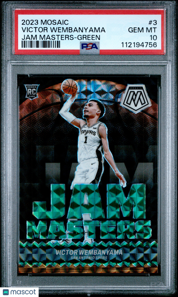 2023 Panini Mosaic Jam Masters Victor Wembanyama #3 Green PSA 10