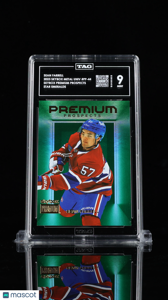 2023 Skybox Metal Universe Premium Prospects Sean Farrell #PP-44 Star Emeralds /10 Rookie TAG 9