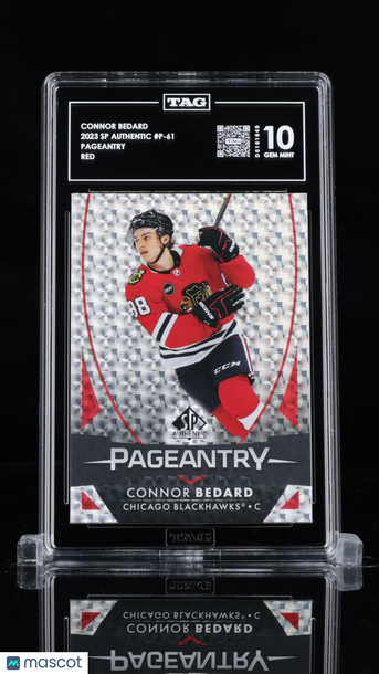 2023 Upper Deck SP Authentic Pageantry Connor Bedard #P-61 Red Rookie TAG 10
