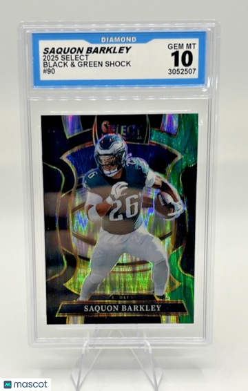 2025 Panini Select Saquon Barkley #90 Black & Green Shock Prizm Parallel/Variety Base Set 10