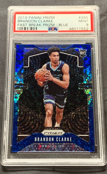 2019 Prizm Brandon Clarke Fast Break Blue #64/175 PSA 9