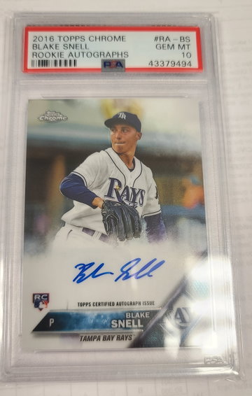 Blake Snell 2016 Topps Chrome RC Auto PSA 10