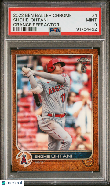 2022 Topps Chrome Ben Baller Shohei Ohtani #1 Orange Refractor PSA 9
