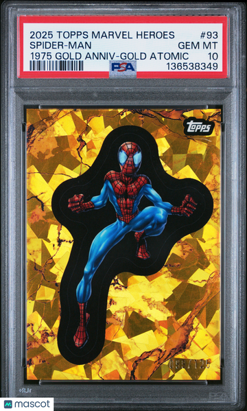 2025 Topps Marvel Comic Book Heroes 1975 Gold Anniversary Spider-Man #93 PSA 10