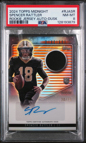 2024 Topps Midnight Rookie Jersey Autographs Dusk Spencer Rattler #RJASR /75 PSA 8