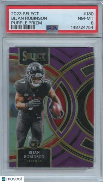 2023 Panini Select Bijan Robinson #180 Purple Prizm Parallel/Variety Rookie Base Set PSA 8