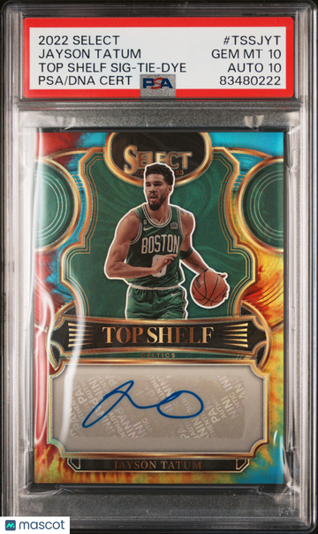 2022 Panini Select Top Shelf Signature Jayson Tatum #TSSJYT Tie Dye /25 PSA 10 Auto 10