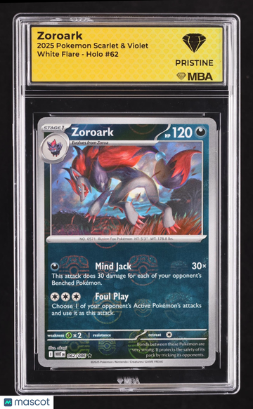 2025 Pokemon Scarlet & Violet White Flare Zoroark Holo MBA 10 #62