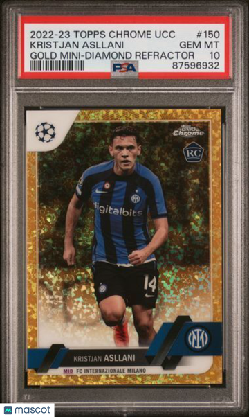 2022-23 Topps Chrome UEFA Club Competitions Kristjan Asllani #150 Gold Mini Diamond PSA 10