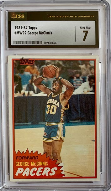 1981 - 82 Topps Basketball #92 - Mid West - George McGinnis - Graded CSG 7 NM.