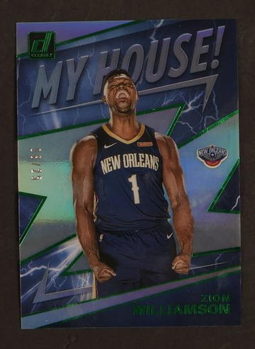 2019-20 Panini Clearly Donruss My House! Green Zion Williamson #7 /25