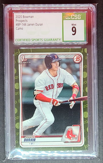 2020 Bowman Prospects BP-144 Jarren Duran Camo CSG Mint 9!