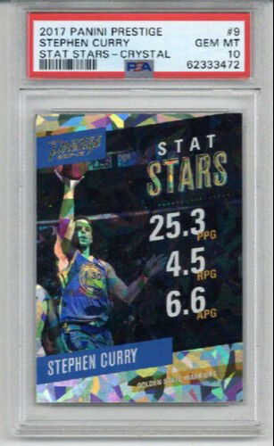2017 PANINI PRESTIGE STAT STARS CRYSTAL #9 STEPHEN CURRY WARRIORS PSA 10 LOW POP