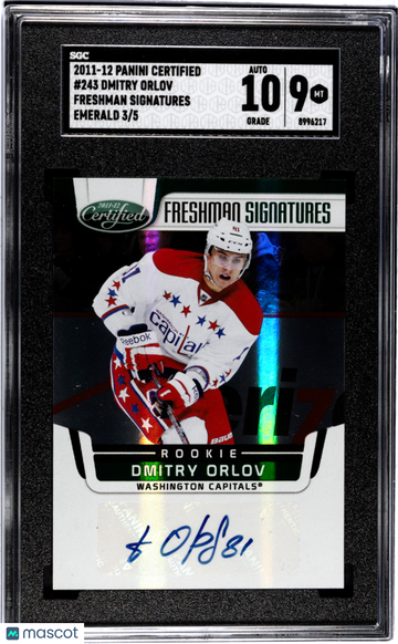 2011-12 Panini Certified Dmitry Orlov #243 Freshman Sigs. Emerald /5 Rookie SGC 9 Auto 10
