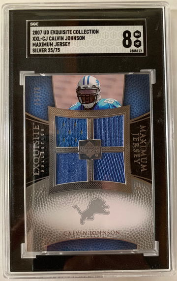 2007 UD Exquisite Collection XXL-CJ Calvin Johnson Maximum Jersey Silver 25/75