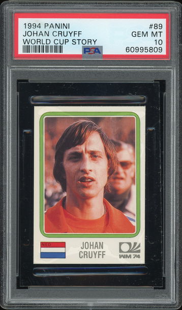 1994 Panini World Cup Story Sticker Johan Cruyff PSA 10 POP 2