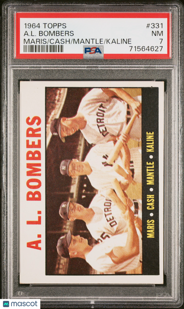 1964 Topps A. L. Bombers #331 Maris Cash Mantle Kaline PSA 7
