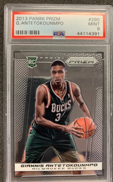 GIANNIS ANTETOKOUNMPO; PRIZM ROOKIE PSA 9 MINT