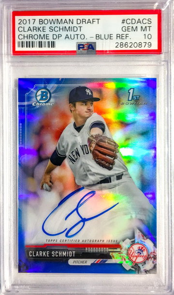 2017 Bowman Draft Clarke Schmidt Blue Refractor auto /150 PSA 10