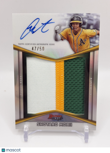 2025 Topps Bowman's Best Shotaro Morii #PPA-SM /50 Player-Worn Memorabilia Prospect Patch Autograph Relic Card