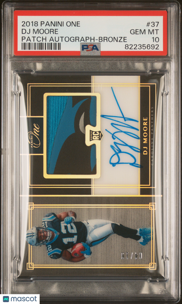 2018 Panini One Football DJ Moore #37 Patch Autograph Bronze /10 RC PSA 10