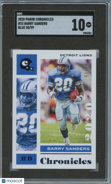 2020 Panini Chronicles Barry Sanders #33 Blue 99 SGC 10