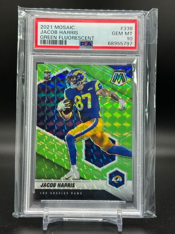 2021 Mosaic Jacob Harris Green Fluorescent #4/10 - PSA 10