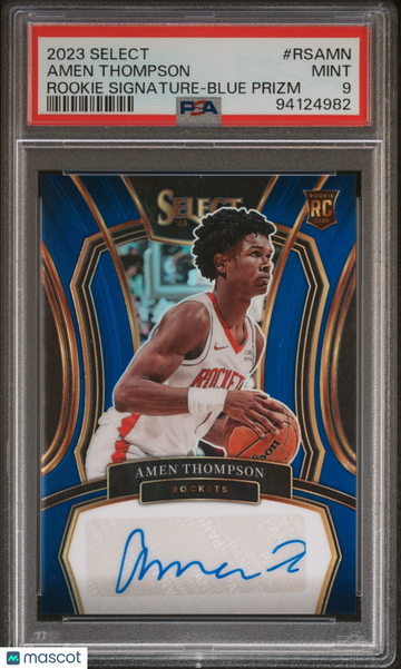 2023 Panini Select Rookie Signatures Amen Thompson #RSAMN Blue Prizm PSA 9