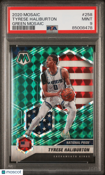 2020 Panini Mosaic Tyrese Haliburton #258 Green Rookie PSA 9