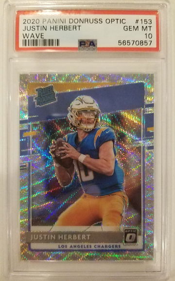 2020 Panini Donruss Otic Wave Justin Herbert #153 /199 PSA 10 Gem Mint 