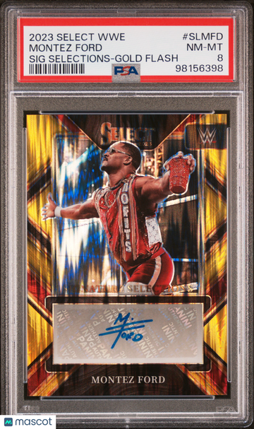 2023 Panini Select WWE Signature Selections Montez Ford #SLMFD Gold Flash PSA 8