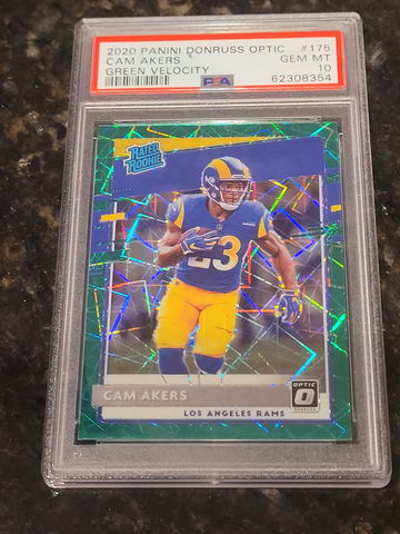 2020 Optic Cam Akers #175 Green Velocity Rated Rookie HOLOGRAM PSA 10 GEM MNT!